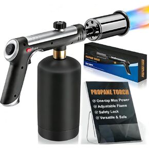 مسدس شعلة شواء قوي - رأس شعلة الطبخ بحد أقصى. 800.000 وحدة حرارية بريطانية - مسدس قاذف اللهب - مسدس شعلة قابل للتعديل للشواء، نار المخيم، ولاعة شوايات خشب الفحم (فوهة الكربون الأسود) in Kuwait