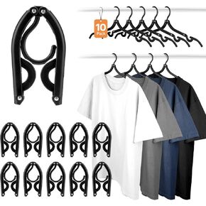 HOUSE DAY Foldable Travel Hangers 10 Pack w/10 Clips, Cruise Essentials 2025, Portable Hangers Collapsible Hanger Plastic, Travel Must Haves for Suitcase, Hotel, RV, Road Trip, Flying, Camping-Black in Saudi Arabia