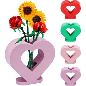 Vase for Lego Flowers 40524 40747 40725 40460,Heart-Shaped Wooden Display Stand for Lego Flower Bouquet Building Set - Easy Tool-Free Assembly, for Legos Enthusiasts,Home and Office Decor in Kuwait