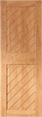 Homacer 32 in. x 84 in. Slanted Stripe Design 002 Early American Finished & Unassembled Pine Wood Barn Door (Interior Use Only) in Saudi Arabia