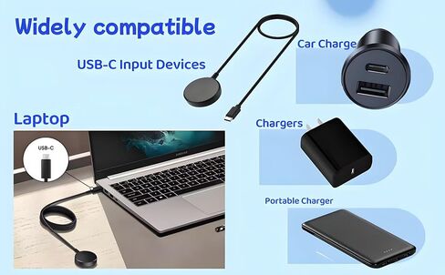 شحن سريع USB-C لشاحن ساعة Samsung Galaxy - شاحن محمول مغناطيسي متوافق مع 8/8 Classic/7/Ultra/6/6 Classic/5 Pro/5/4/4 Classic/3 Active2/1 in Saudi Arabia