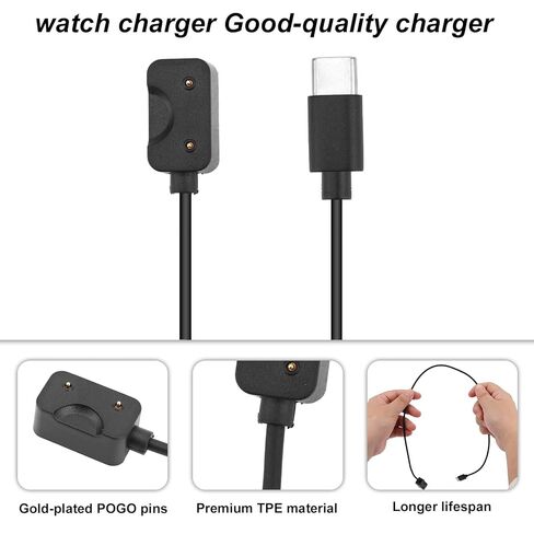 3 قطع كابل شحن USB C لهاتف Samsung Galaxy Fit 3، 53 سم / 20.9 بوصة ABS مغناطيسي للساعة الذكية سلك بديل لشاحن Galaxy Fit 3 لتتبع اللياقة البدنية SM-R390 (أسود) in Saudi Arabia
