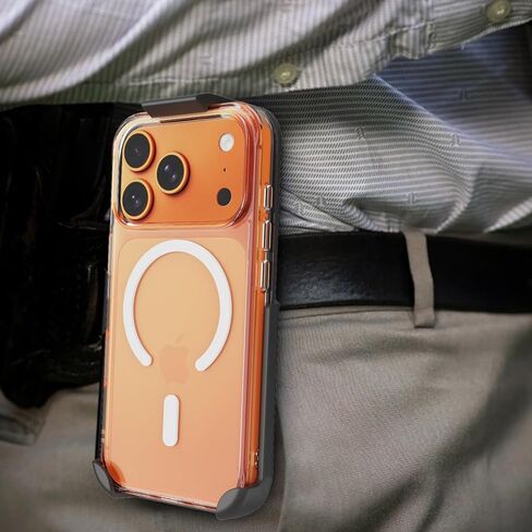 مجموعة Nakedcellllphone لهاتف iPhone 17 Pro، حافظة مضادة للصدمات وحامل بمشبك حزام (متوافق مع MagSafe) - شفاف in Kuwait