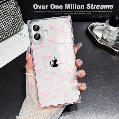 Jmltech لهاتف iPhone 15 Plus حافظة لطيفة للنساء من السيليكون الشفاف ذات حافة مستطيلة وقلوب مطبوعة وقلوب شفافة مضادة للصدمات لهاتف iPhone 15 Plus وiPhone 14 Plus in Kuwait