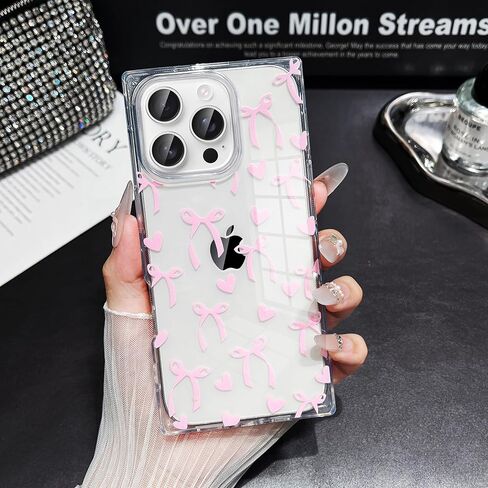 Jmltech لهاتف iPhone 15 Plus حافظة لطيفة للنساء من السيليكون الشفاف ذات حافة مستطيلة وقلوب مطبوعة وقلوب شفافة مضادة للصدمات لهاتف iPhone 15 Plus وiPhone 14 Plus in Kuwait