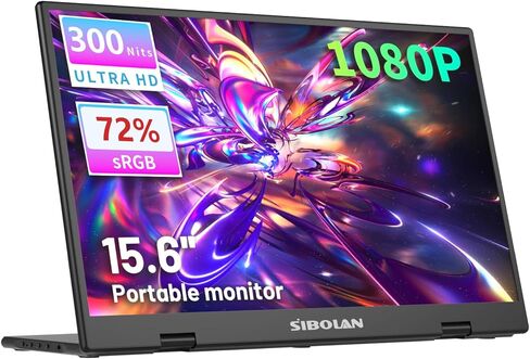 شاشة محمولة، شاشة مقاس 15.6 بوصة، دقة Full HD 1080 بكسل، لوحة IPS، سطوع 300 شمعة في المتر المربع، معدل تحديث 60 هرتز، USB-C/HDMI، التوصيل والتشغيل، حامل قابل لضبط الارتفاع، الألعاب والسفر in Kuwait