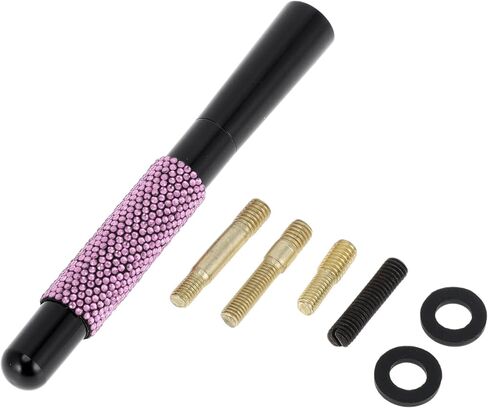 1 Set Universal Car Signal Antenna 4.72" Bling Rhinestone Polished Finish Antenna for Decoration Aluminum Alloy Material Pink in Kuwait