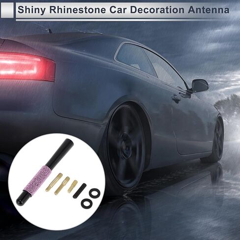 1 Set Universal Car Signal Antenna 4.72" Bling Rhinestone Polished Finish Antenna for Decoration Aluminum Alloy Material Pink in Kuwait