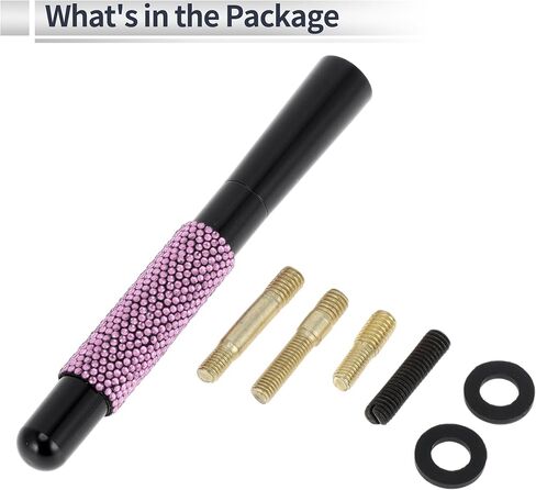 1 Set Universal Car Signal Antenna 4.72" Bling Rhinestone Polished Finish Antenna for Decoration Aluminum Alloy Material Pink in Kuwait