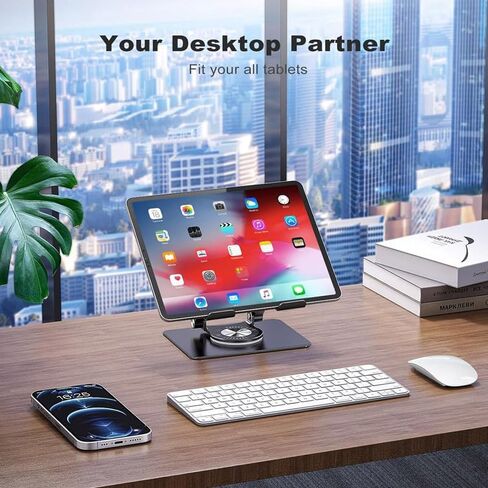 360° Rotating Tablet Stand for Desk, Cute Cat Paw Metal Adjustable Desktop Tablet Holder, Travel Accessories for iPad Pro/Air/Mini, iPhone Pro/Max/Plus and Other Tablets(Silver) in Kuwait
