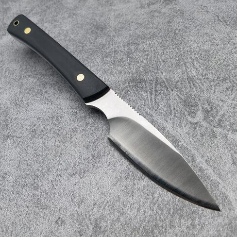 EDC Fixed Blade Knife, Full Tang 7Cr13Mov Steel Blade, G10 Handle, Leather Sheath, for Hunting, Outdoor Survival, Camping, Fishing (Silver Blade Red Blue Black G10 Handle) in Saudi Arabia