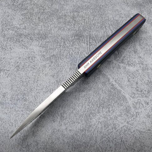 EDC Fixed Blade Knife, Full Tang 7Cr13Mov Steel Blade, G10 Handle, Leather Sheath, for Hunting, Outdoor Survival, Camping, Fishing (Silver Blade Red Blue Black G10 Handle) in Saudi Arabia