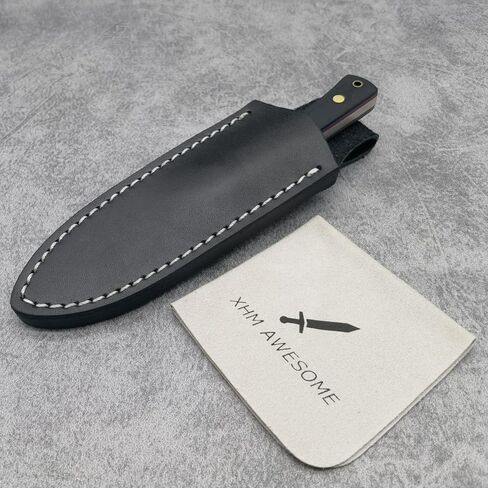 EDC Fixed Blade Knife, Full Tang 7Cr13Mov Steel Blade, G10 Handle, Leather Sheath, for Hunting, Outdoor Survival, Camping, Fishing (Silver Blade Red Blue Black G10 Handle) in Saudi Arabia
