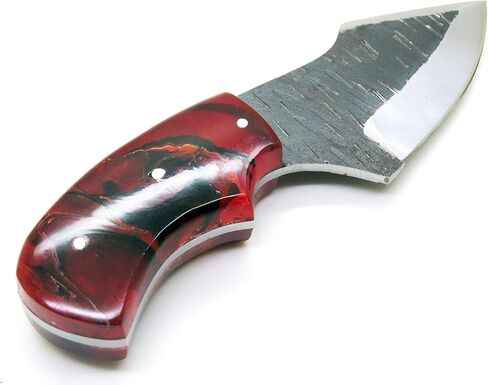 Premium Damascus Knife 6" Blade 3.5" W/Leather Pouch Multi Purpose Instruments Handle (Lava Red) in Kuwait