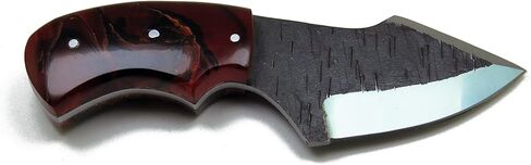 Premium Damascus Knife 6" Blade 3.5" W/Leather Pouch Multi Purpose Instruments Handle (Lava Red) in Kuwait