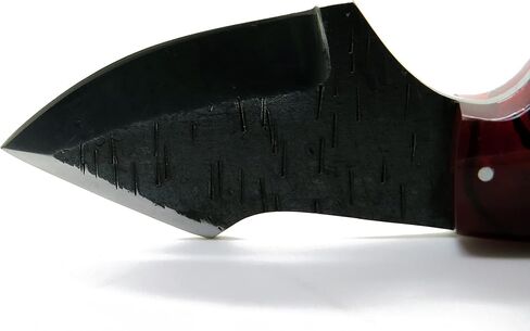 Premium Damascus Knife 6" Blade 3.5" W/Leather Pouch Multi Purpose Instruments Handle (Lava Red) in Kuwait