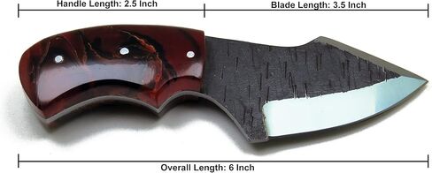 Premium Damascus Knife 6" Blade 3.5" W/Leather Pouch Multi Purpose Instruments Handle (Lava Red) in Kuwait