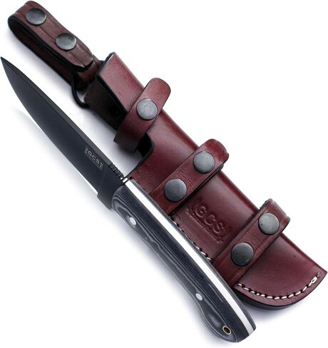 GCS اليدوية G10 مقبض D2 أداة الصلب سكين صيد تكتيكي مع غمد جلدي كامل تانغ شفرة مصممة للصيد و EDC GCS 202 in Kuwait