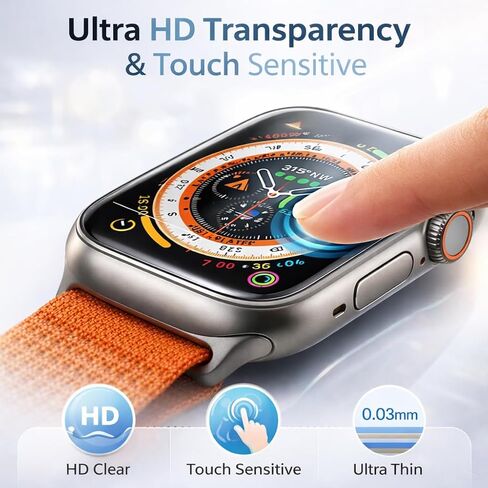Mizi 5 Pack لـ Apple Watch Ultra 3/2/1 واقي شاشة 49 مم، طبقة TPU مرنة ذاتية المعالجة [ليس زجاجًا]، مضاد للخدش، خالٍ من الفقاعات، حساس باللمس عالي الدقة، مجموعة سهلة التركيب لـ iWatch 49 مم-شفاف in Kuwait