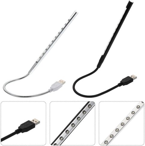 2 قطعة مصابيح قراءة طاولة USB مع أضواء حماية العين المرنة لأجهزة الكمبيوتر المحمول والدراسة الليلية والتغذية المحمولة والضوء الأبيض الساطع لون عشوائي in Saudi Arabia