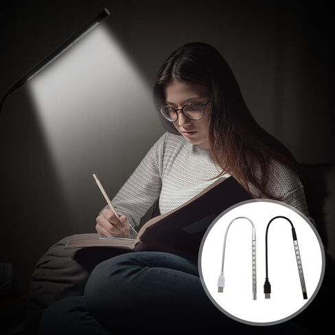 2 قطعة مصابيح قراءة طاولة USB مع أضواء حماية العين المرنة لأجهزة الكمبيوتر المحمول والدراسة الليلية والتغذية المحمولة والضوء الأبيض الساطع لون عشوائي in Saudi Arabia