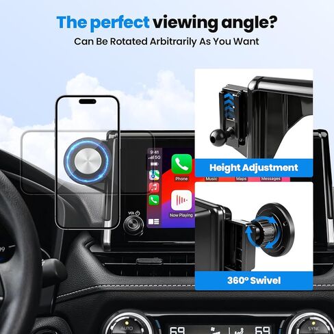 حامل هاتف مغناطيسي من Karltys، حامل هاتف قوي مع خيارين iPhone MagSafe وحامل مشبك لـ RAV4، حامل هاتف يدور 360 درجة لسيارة Toyota RAV4 2019-2025 ملحقات داخلية للشاشة مقاس 7/8 بوصة in Kuwait
