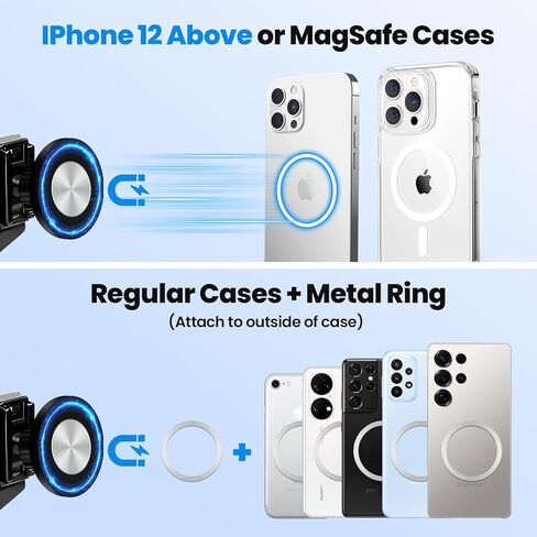 حامل هاتف مغناطيسي من Karltys، حامل هاتف قوي مع خيارين iPhone MagSafe وحامل مشبك لـ RAV4، حامل هاتف يدور 360 درجة لسيارة Toyota RAV4 2019-2025 ملحقات داخلية للشاشة مقاس 7/8 بوصة in Kuwait