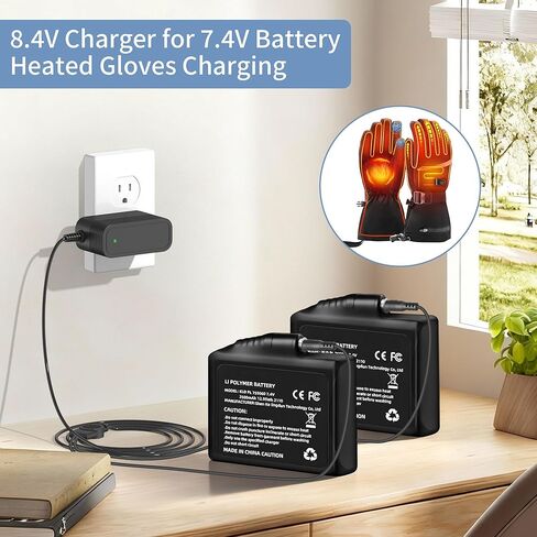 8.4V Charger for 7.4V Lithium Ion Battery Heated Gloves Replacement for Cauasock, JS Lifestyle, WEIVIOQ, Waestcia Heated Gloves Charger Adapter in Saudi Arabia