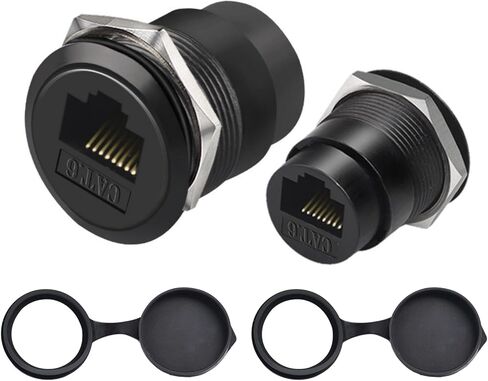 RJ45 Cat6 Panel Mount Connector Threaded Fixing Mount Extension Adapter Female to Female Through Module Gigabit Ethernet Adapter in Saudi Arabia