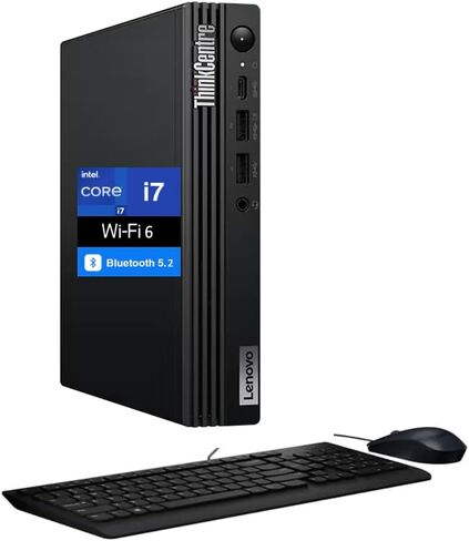Lenovo ThinkCentre M70q Gen 5 Tiny Business Desktop PC (20-core Intel i7-14700T, 16GB DDR5, 1TB PCIe SSD, Intel UHD Graphics 770, MFF, Mini PC, WiFi 6 +BT, RJ-45 Ethernet, Display Port, Win 11 Pro) in Kuwait