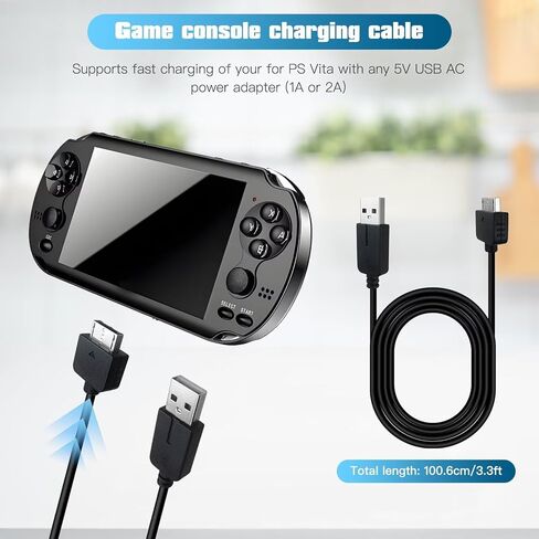 USonline911 بديل جديد لكابل شاحن PS Vita، لكابل شحن PlayStation Vita PSV 1000 USB بيانات وسلك شاحن الطاقة 3.3 قدم - قطعتان in Saudi Arabia