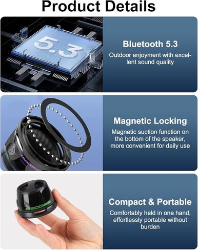 G200 Magnetic Bluetooth Speaker with RGB Light, Portable Wireless Mini Speaker Bluetooth, Phone Stand for Metal Surface, Small Speakers for Camping, Room, Bike, Car, Gift for Teens in Kuwait