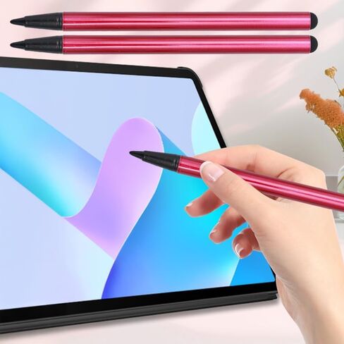 قلم لمس سعوي/مقاوم عالمي قطعتين لهواتف iPhone iPad وسامسونج قلم لمس للرسم، أحمر in Saudi Arabia