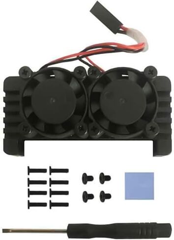 مجموعة غطاء مبدد حراري من الألومنيوم بمروحتين مفتوحتين لملحقات Raspberry Pi Zero 2W in Kuwait