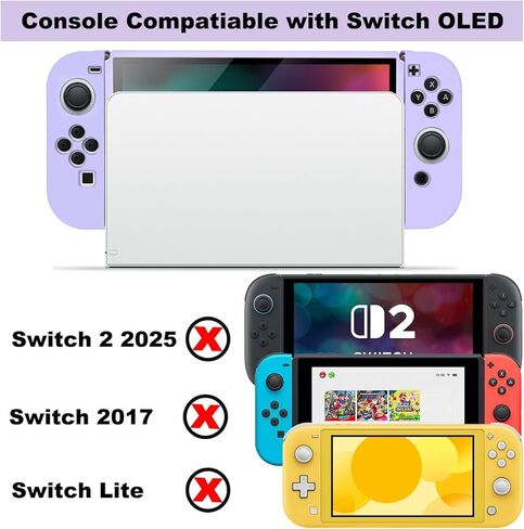 حافظة واقية لجهاز نينتندو سويتش OLED 2021، حافظة OLED من السيليكون قابلة للإرساء، غطاء مقبض مريح ممتص للصدمات ومضاد للخدش، حافظة ناعمة نحيفة لحماية السفر، أرجواني in Kuwait