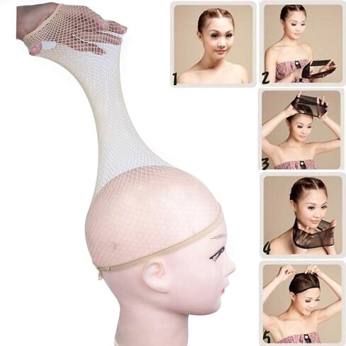 3 Packs Elastic Mesh Net Wig Caps for Women Open End Wig Cap for Long and Short Hair (3 Packs, Black) in Kuwait