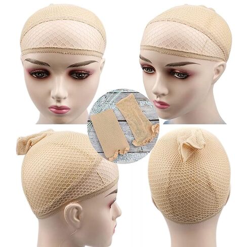 3 Packs Elastic Mesh Net Wig Caps for Women Open End Wig Cap for Long and Short Hair (3 Packs, Black) in Kuwait