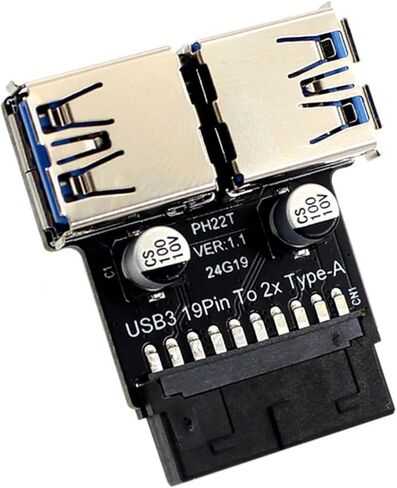 محول USB3.0 نوع C PH22T للوحة الأم 19/20PIN إلى مزدوج USB3.0A محول توسيع منفذ أنثى اللوحة الأم تمديد USB in Saudi Arabia