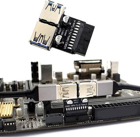 محول USB3.0 نوع C PH22T للوحة الأم 19/20PIN إلى مزدوج USB3.0A محول توسيع منفذ أنثى اللوحة الأم تمديد USB in Saudi Arabia