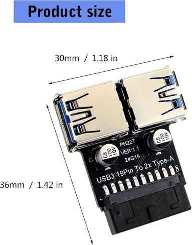 محول USB3.0 نوع C PH22T للوحة الأم 19/20PIN إلى مزدوج USB3.0A محول توسيع منفذ أنثى اللوحة الأم تمديد USB in Saudi Arabia