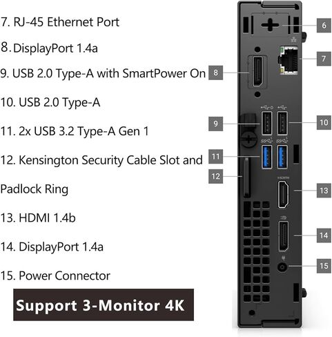 كمبيوتر مكتبي Dell Pro Micro Business (استبدال Optiplex 7020 MFF)، Intel i5-12500T، 6 نواة، حتى 4.40 جيجاهرتز، ذاكرة الوصول العشوائي DDR5 سعة 16 جيجابايت، 1 تيرابايت PCIe SSD، RJ-45 Ethernet، HDMI، DP، WiFi 6E، Windows 11 Pro in Kuwait