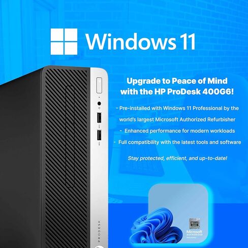 كمبيوتر مكتبي HP ProDesk 400 G6 | إنتل كور i5هيكسا كور | ذاكرة وصول عشوائي DDR4 سعة 32 جيجابايت | 500 جيجا اس اس دي | ويندوز 11 برو | لوحة مفاتيح RGB + ماوس | مكبرات صوت RGB | حزمة المكتب (تم تجديدها) in Kuwait