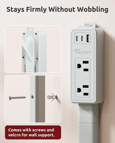 عصا موسع للمنافذ الكهربائية، 2 منافذ تيار متردد و2 USB-C ومنفذ USB-A، تجميع مجاني وامتدادات مرنة 6 بوصة - 34 بوصة، الوصول إلى المنافذ التي يصعب الوصول إليها خلف الأرائك والطاولات الليلية والأسرة والمكاتب، رمادي in Kuwait