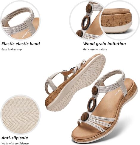 Littleplum النساء الصنادل المسطحة قوس دعم المفتوحة اصبع القدم عارضة الصيف منخفضة حذاء بكعب ويدج للمشي الشاطئ اليومي صنادل مريحة in Kuwait