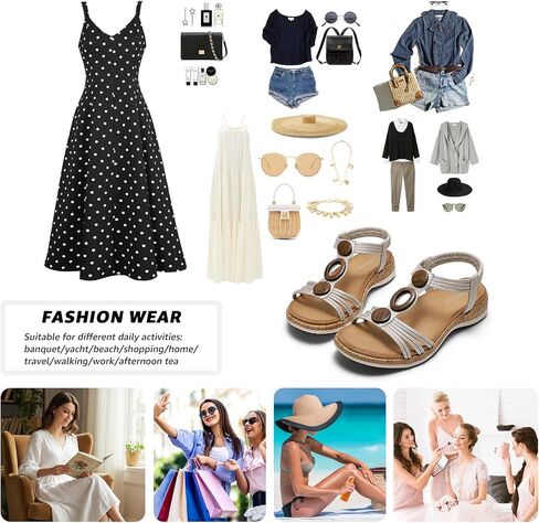 Littleplum النساء الصنادل المسطحة قوس دعم المفتوحة اصبع القدم عارضة الصيف منخفضة حذاء بكعب ويدج للمشي الشاطئ اليومي صنادل مريحة in Kuwait