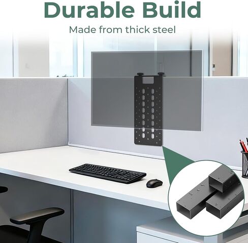 Metal Office Cubicle Monitor Mount Bracket, Height Adjustable VESA Monitor Mount Stand for Desk Partition, for 13" - 32" Cubicle Monitor Hanger, Clamp Hook Top Holds Up to 17.6 lbs, Black in Saudi Arabia