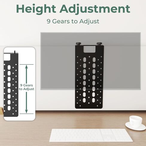 Metal Office Cubicle Monitor Mount Bracket, Height Adjustable VESA Monitor Mount Stand for Desk Partition, for 13" - 32" Cubicle Monitor Hanger, Clamp Hook Top Holds Up to 17.6 lbs, Black in Saudi Arabia