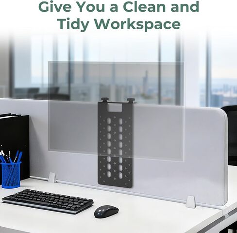 Metal Office Cubicle Monitor Mount Bracket, Height Adjustable VESA Monitor Mount Stand for Desk Partition, for 13" - 32" Cubicle Monitor Hanger, Clamp Hook Top Holds Up to 17.6 lbs, Black in Saudi Arabia
