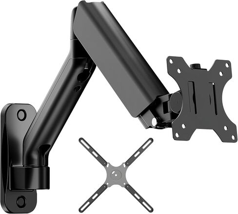 monTEK Single Monitor Wall Mount Bundle with VESA Extension Adapter, Full Motion Mechanical Spring Monitor Arm for 17–32 Inch Screens up to 19.8 lbs, Extended VESA Compatibility up to 300x300 in Saudi Arabia
