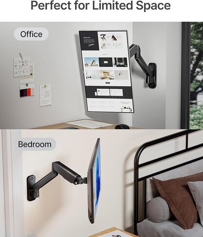 monTEK Single Monitor Wall Mount Bundle with VESA Extension Adapter, Full Motion Mechanical Spring Monitor Arm for 17–32 Inch Screens up to 19.8 lbs, Extended VESA Compatibility up to 300x300 in Saudi Arabia